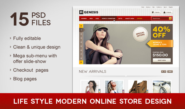 Life Style Modern Online Store Design Retail PSDTemplates