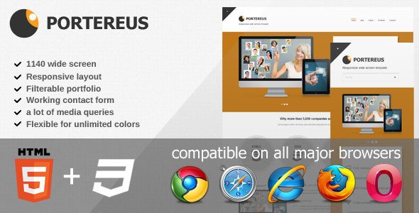 Portereus wide responsive website template Creative