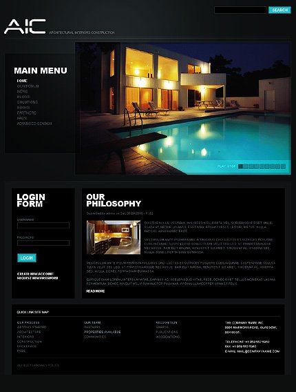 Black Architecture Drupal Template by Mercury TMT