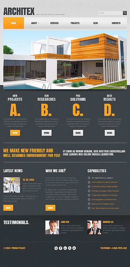 Black Architecture Joomla Theme by Sawyer TMT