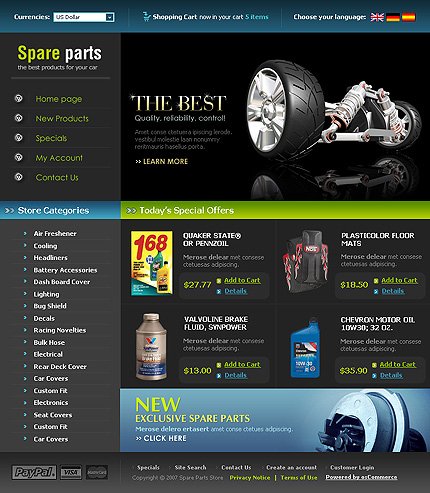 Black Auto Parts osCommerce Template by Delta osCommerce  TMT