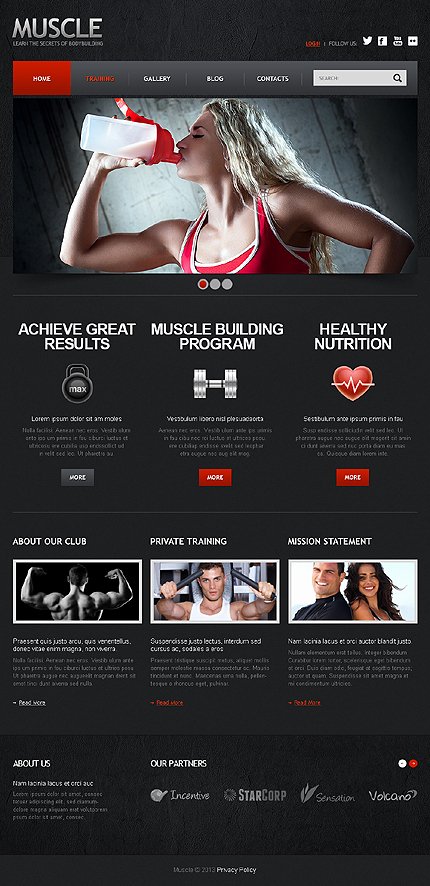 Black Bodybuilding Joomla Template by Mira TMT