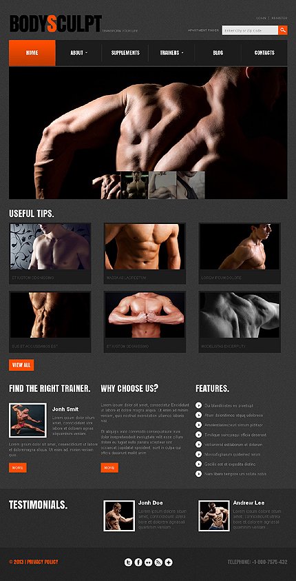 Black Bodybuilding Joomla Template by Butterfly TMT