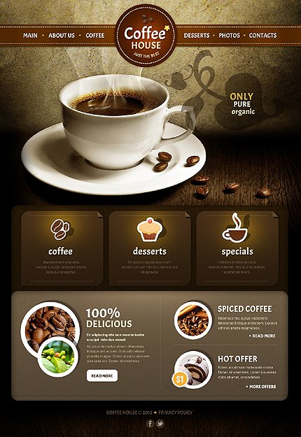 Black & Brown Coffee Shop Joomla Template by Delta TMT