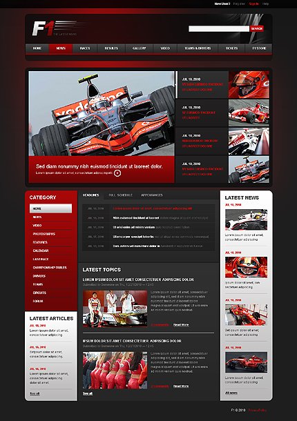 Black & Brown F1 Drupal Theme by Mercury TMT