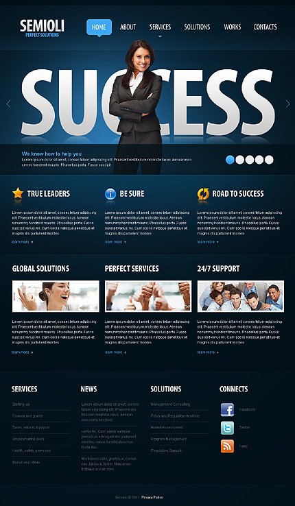 Black Business Joomla Theme by Hugo TMT