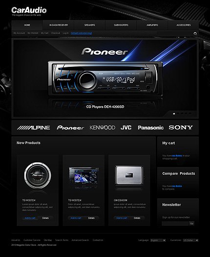 Black Car Audio Magento Theme by Mercury TMT