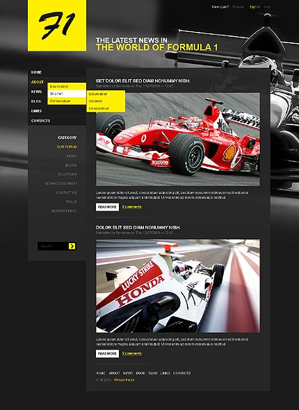 Black Car Racing Drupal Theme by Mercury TMT