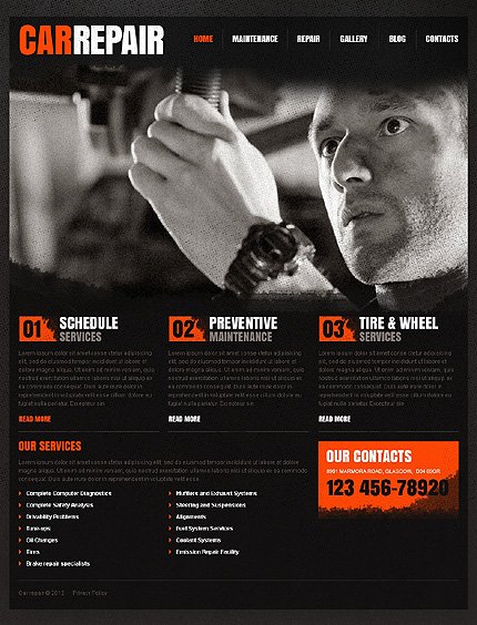 Black Car Repair Joomla Template by Mercury TMT