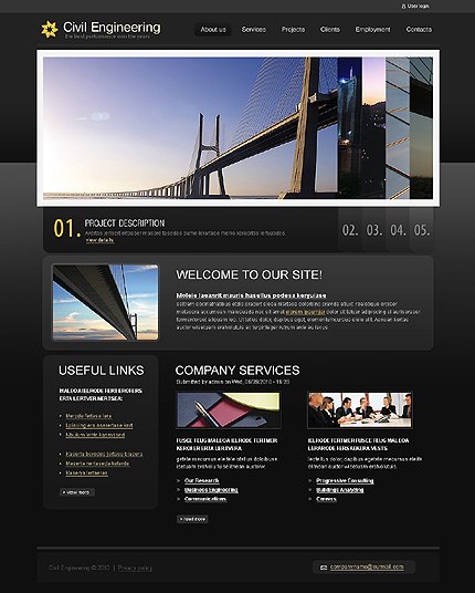 Black Civil Engineering Drupal Theme by Delta TMT