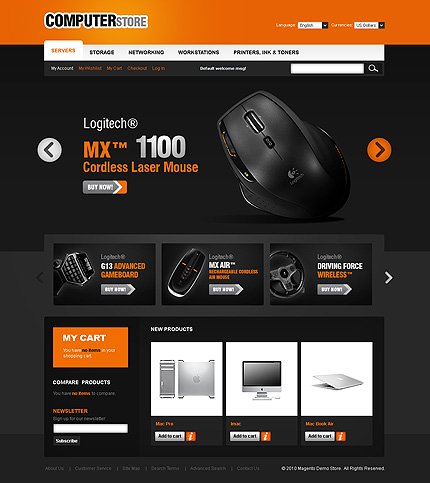 Black Computer Store Magento Theme by Mercury TMT