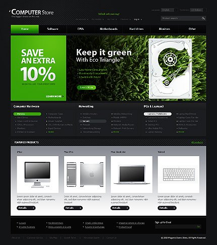 Black Computer Store Magento Theme by Mercury TMT