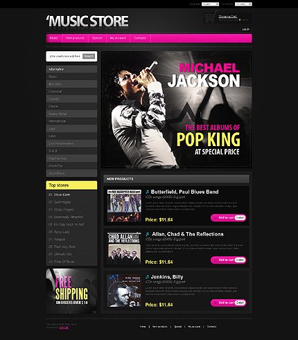 Black DVD Store Zen Cart Template by Mercury Zen Cart  TMT