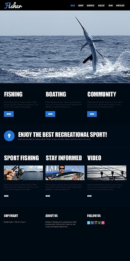 Black Fishing Joomla Template by Jenny TMT