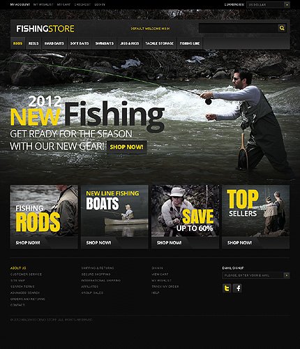 Black Fishing Magento Theme by Hermes TMT