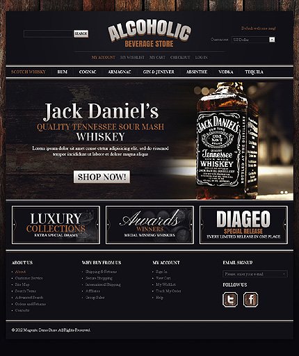 Black Food & Drink Magento Template by Hermes TMT