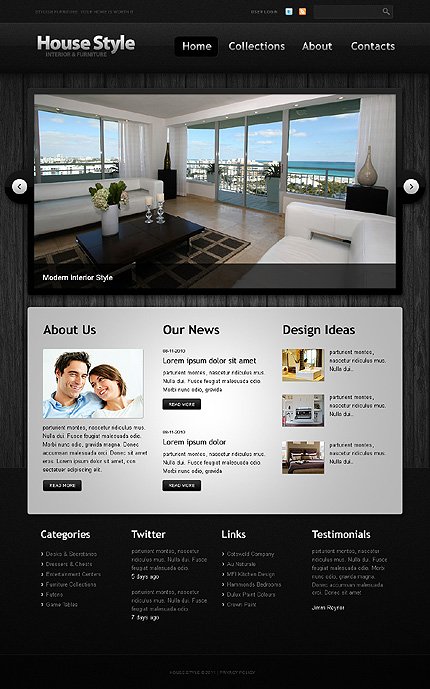 Black & Grey Home Decor Joomla Template by Hugo TMT