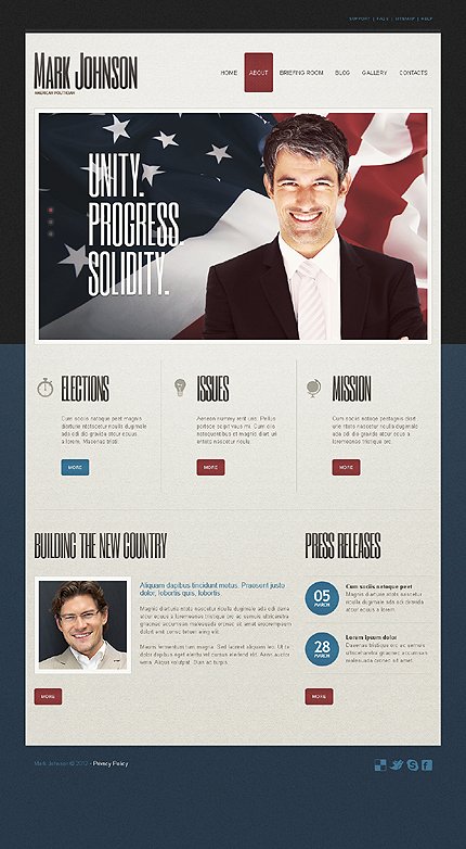Black & Grey Political Candidate Joomla Template by Cowboy TMT