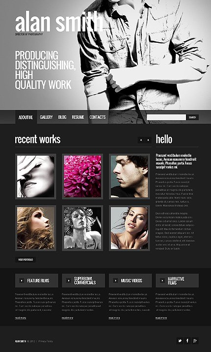 Black & Grey Photographer Portfolio Joomla Template by Elza TMT