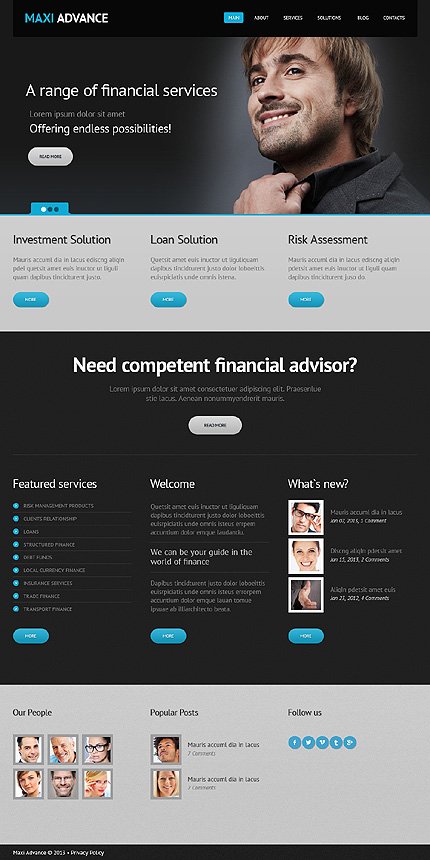 Black & Grey Financial Advisor Joomla Template by Mira TMT