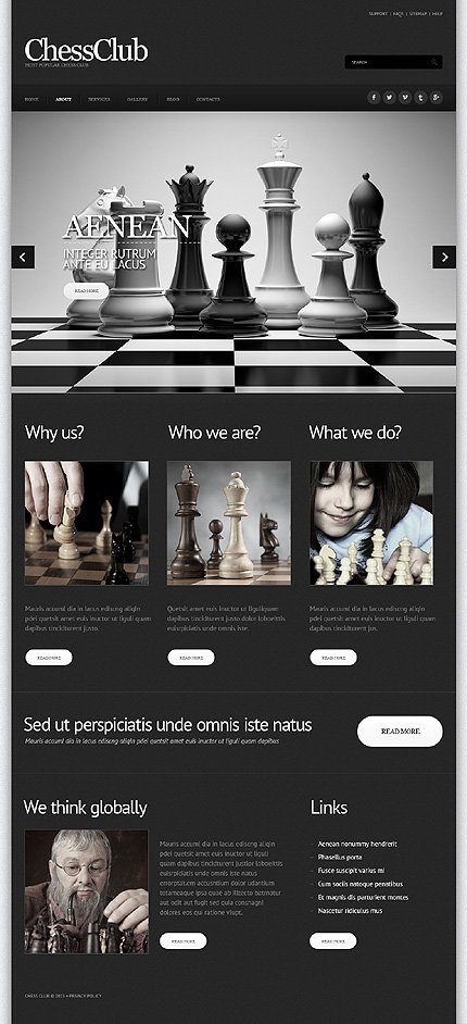 Black & Grey Chess Joomla Template by Butterfly TMT