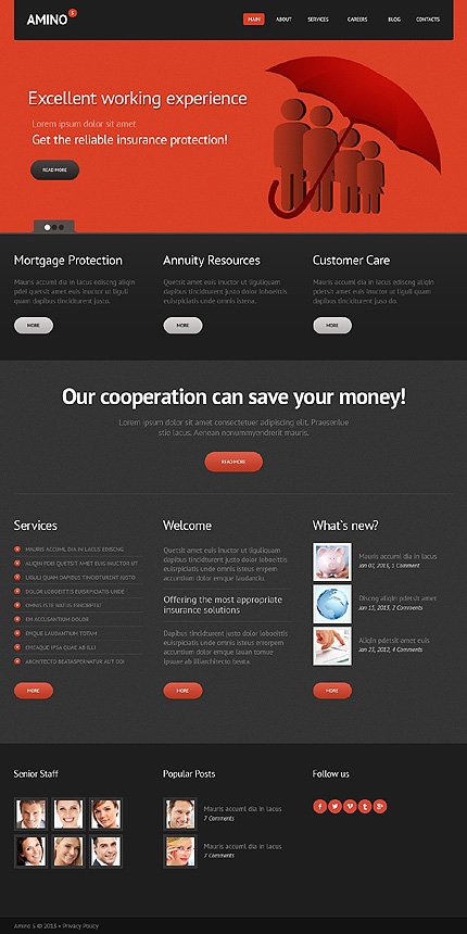 Black Insurance Joomla Template by Mira TMT