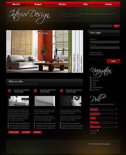 Black Interior Design Drupal Theme by Modlin TMT