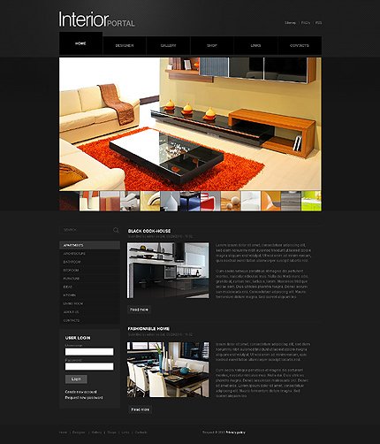 Black Interior Design Drupal Theme by Mercury TMT
