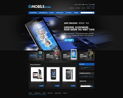 Black Mobile Store Magento Theme by Mercury TMT