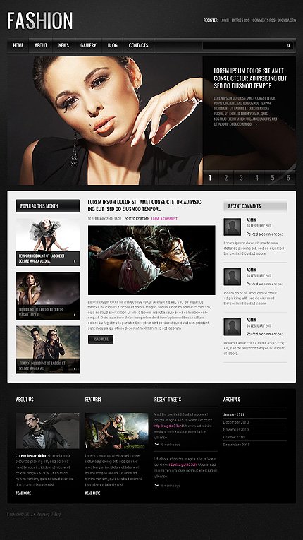 Black Model Agency Joomla Template by Mercury TMT
