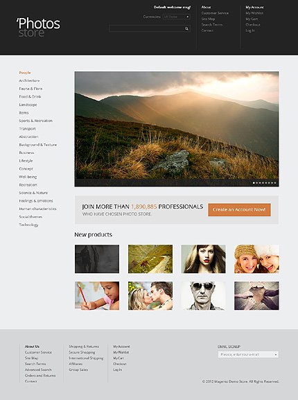 Black Photo Gallery Magento Theme by Hermes TMT