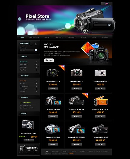 Black Video Store Zen Cart Template by Mercury Zen Cart  TMT
