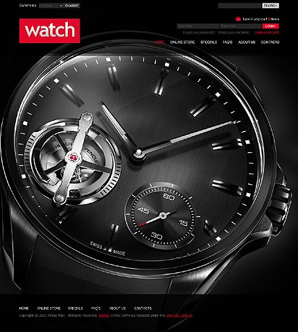 Black Watches VirtueMart Template by Mercury TMT