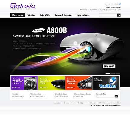 Black & White Electronics Store Magento Theme by Mercury TMT