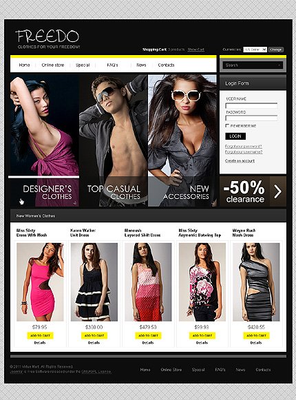 Black & White Apparel VirtueMart Template by Delta TMT