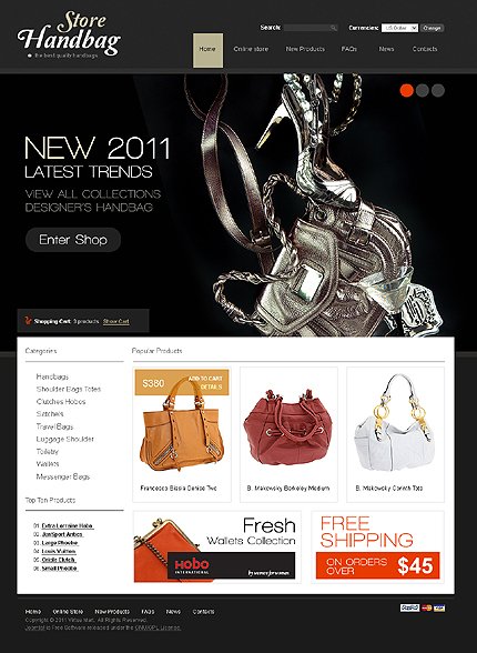 Black & White Handbag VirtueMart Template by Delta TMT