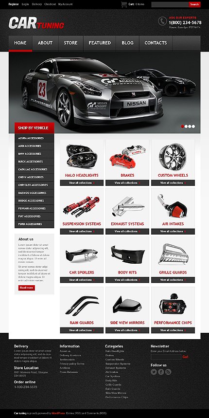 Black & White Jigoshop Car Tuning Template by Mercury Jigoshop Themes  TMT