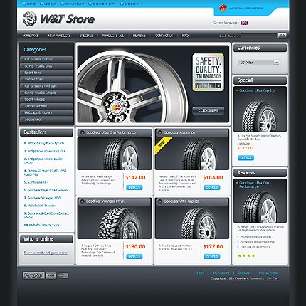 Black & White Wheels & Tires Zen Cart Template by Oldman Zen Cart  TMT