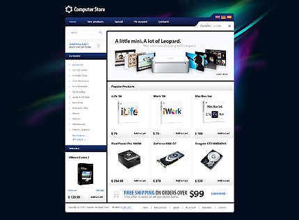 Black & White Computer Store Zen Cart Template by Mercury Zen Cart  TMT