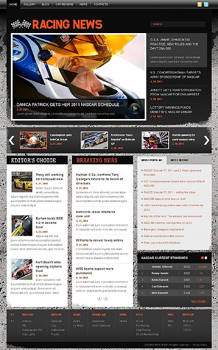 Black & White Car Racing Joomla Template by Oldman TMT