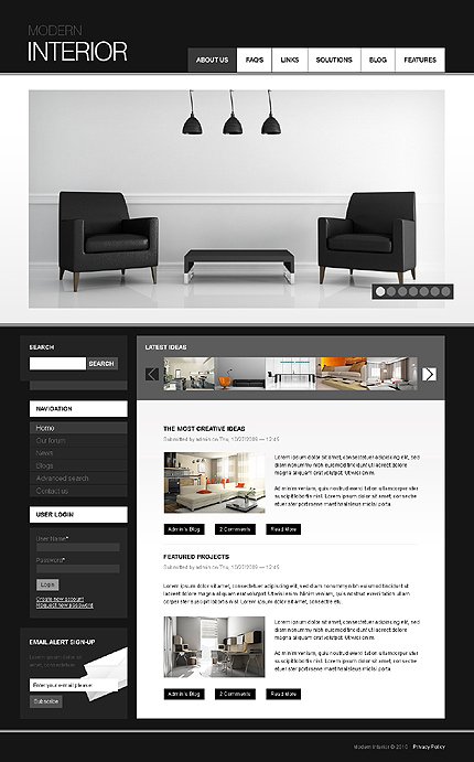 Black & White Interior Design Drupal Theme by Mercury TMT