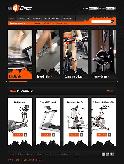Black & White Fitness Magento Theme by Mercury TMT