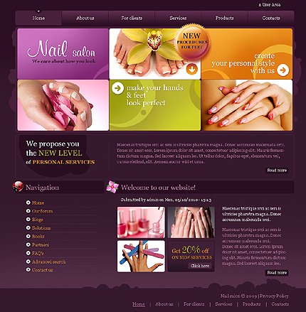Brown & Black Nail Salon Drupal Theme by Glenn TMT
