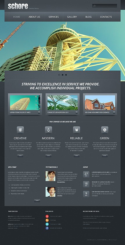 Dark Template for Construction Company TMT