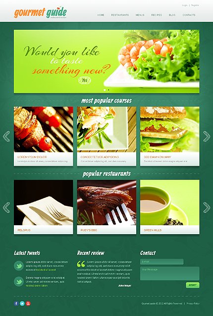Green Restaurant Reviews Joomla Template by Oldman TMT