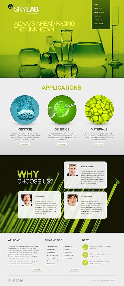 Green & White Science Lab Joomla Template by Oldman TMT