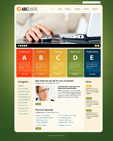 Green & White Business Drupal Template by Hugo TMT