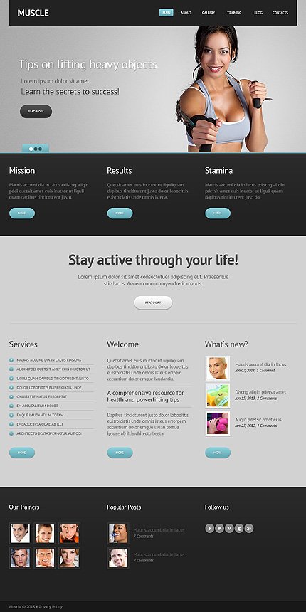 Grey & Black Bodybuilding Joomla Template by Mira TMT