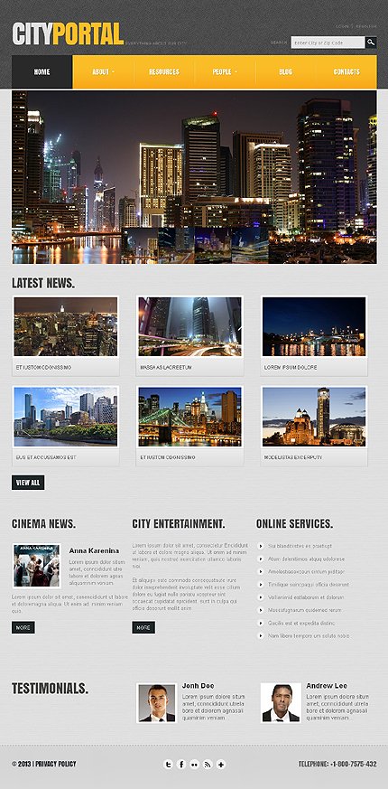 Grey & Black City Portal Joomla Template by Butterfly TMT