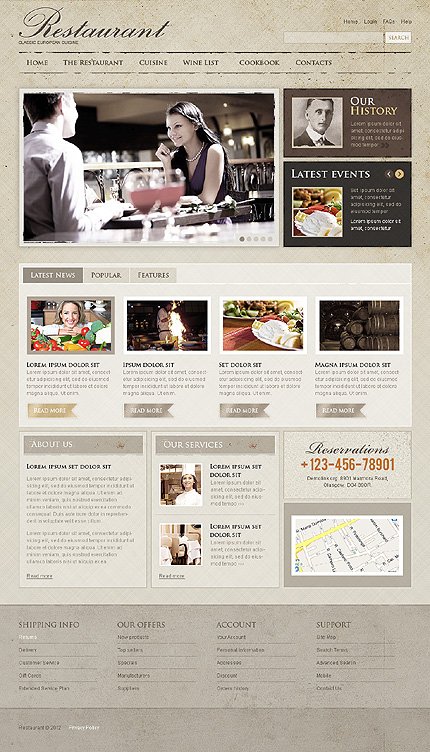 Grey European Restaurant Joomla Theme by Mercury TMT